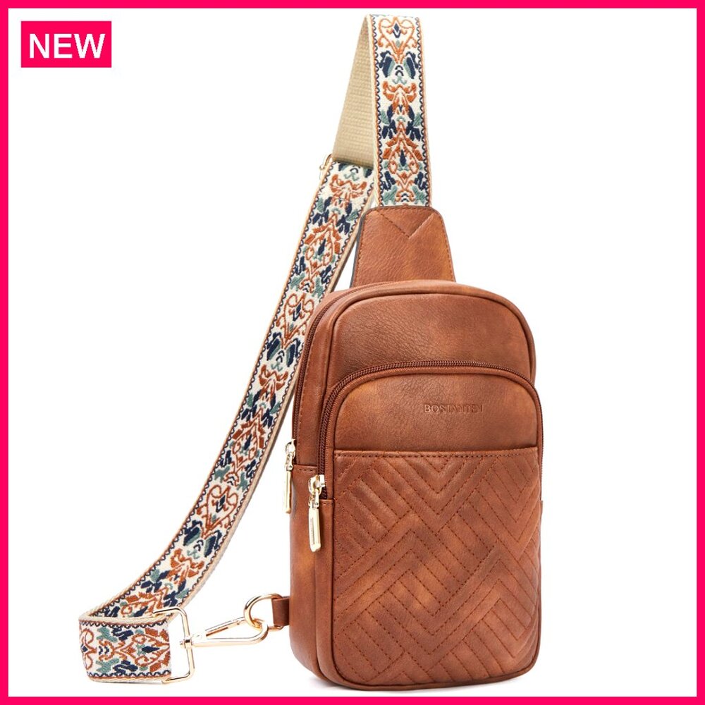 Quilted Crossbody Sling Bag Large Capacity Adjustable Strap Water Repellent